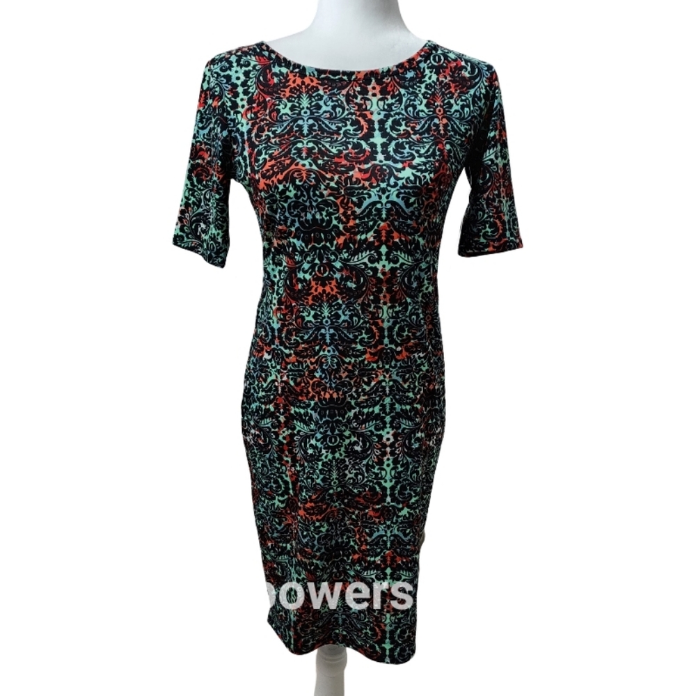 NWT LulaRoe Teal Red Black Floral Julia Dress